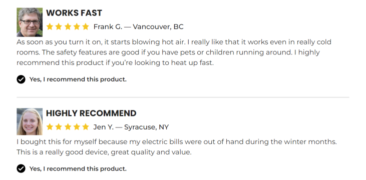Life Heater real customer reviews